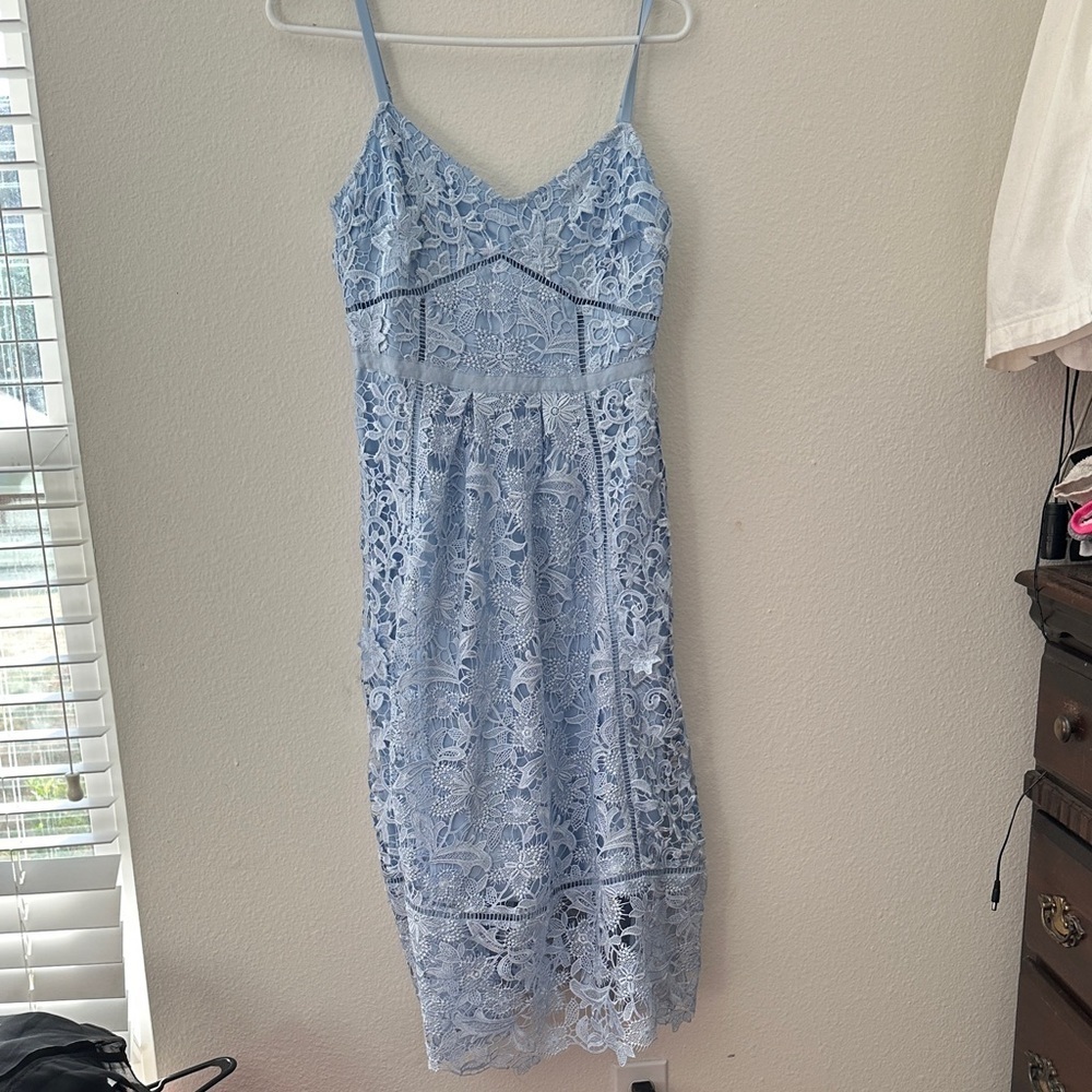 Ted Baker Light Blue Lace Midi Dress